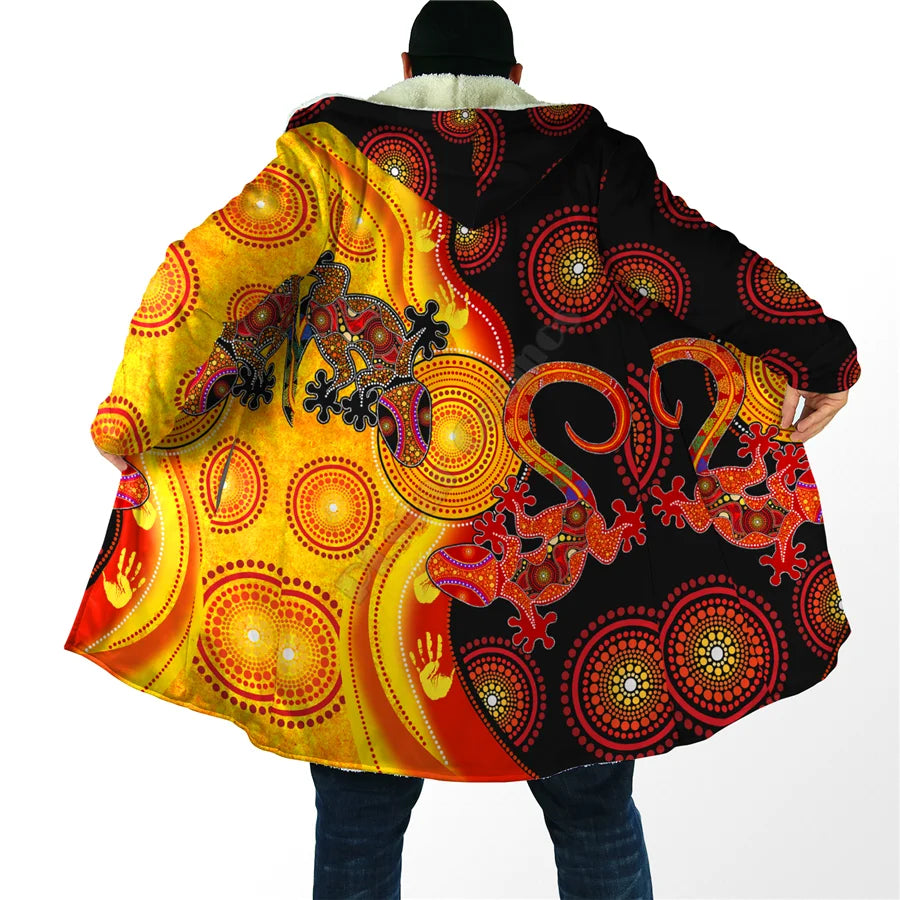Winter Men For Women Hooded cloak Aboriginal Naidoc Week Purple Turtle