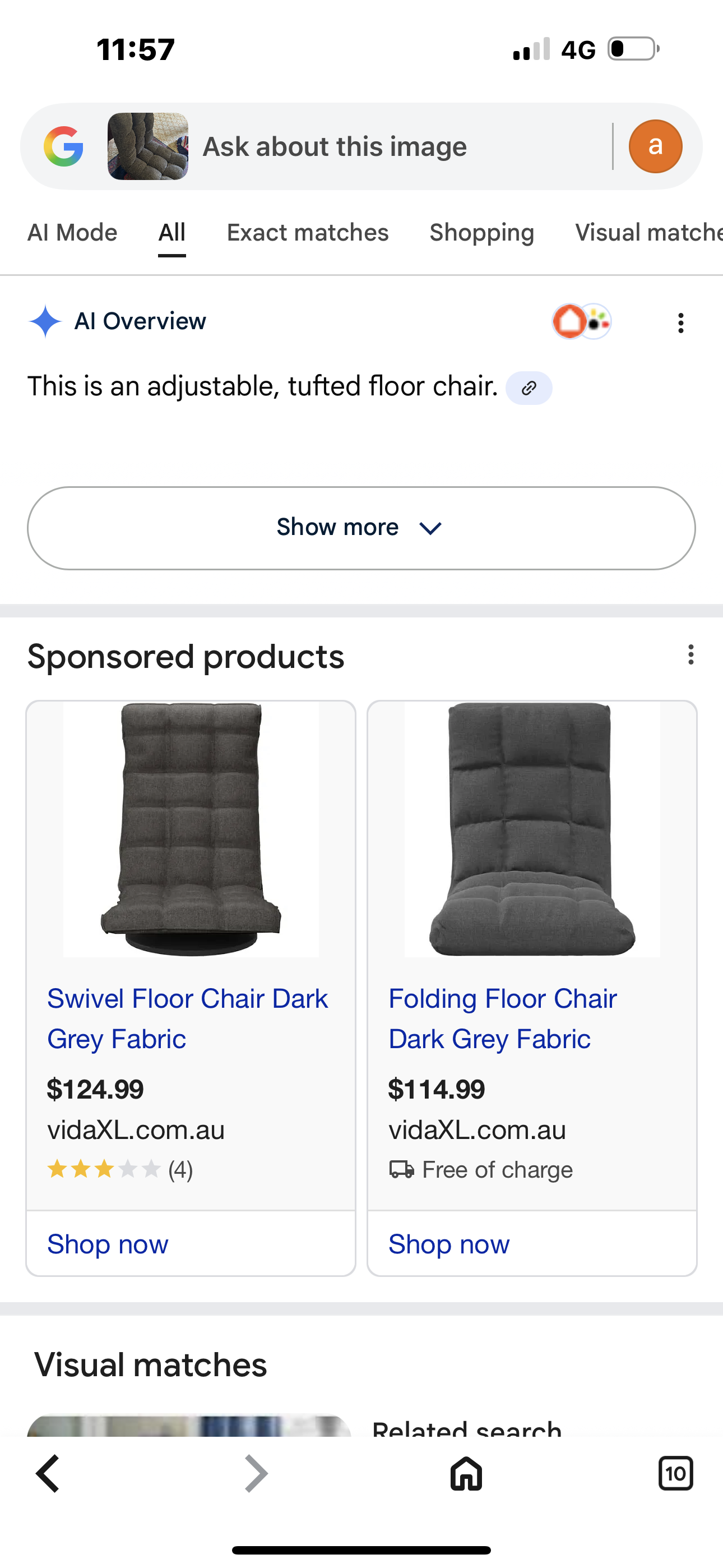 Adjustable tuffted floor chair