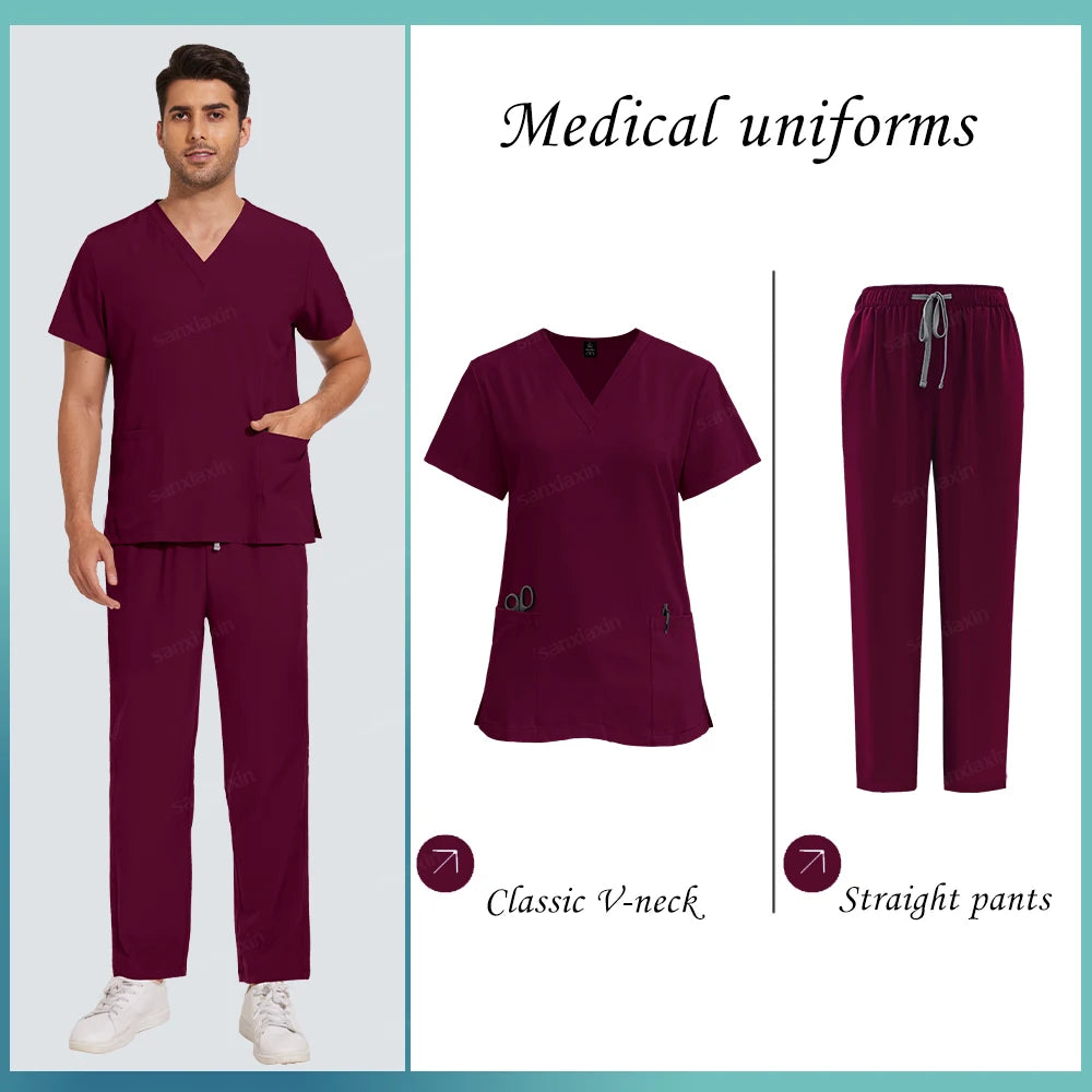 Medical Uniforms Woman Men Dentist  Scrubs Set