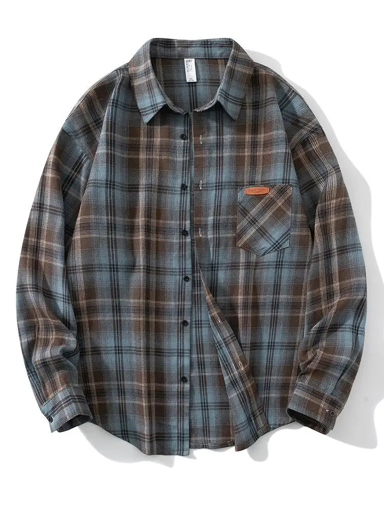 10XL Men Shirt Plaid Long Sleeve Plus Size 6XL 7XL 8XL 9XL