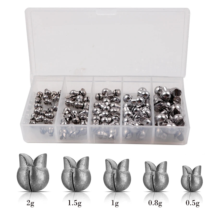 100pcs 0.5g 0.8g 1g 1.5g 2g Fishing Weights  Split Shot Sinker