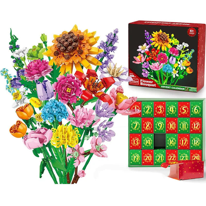 24 Days Flower Bouquet Building Blocks