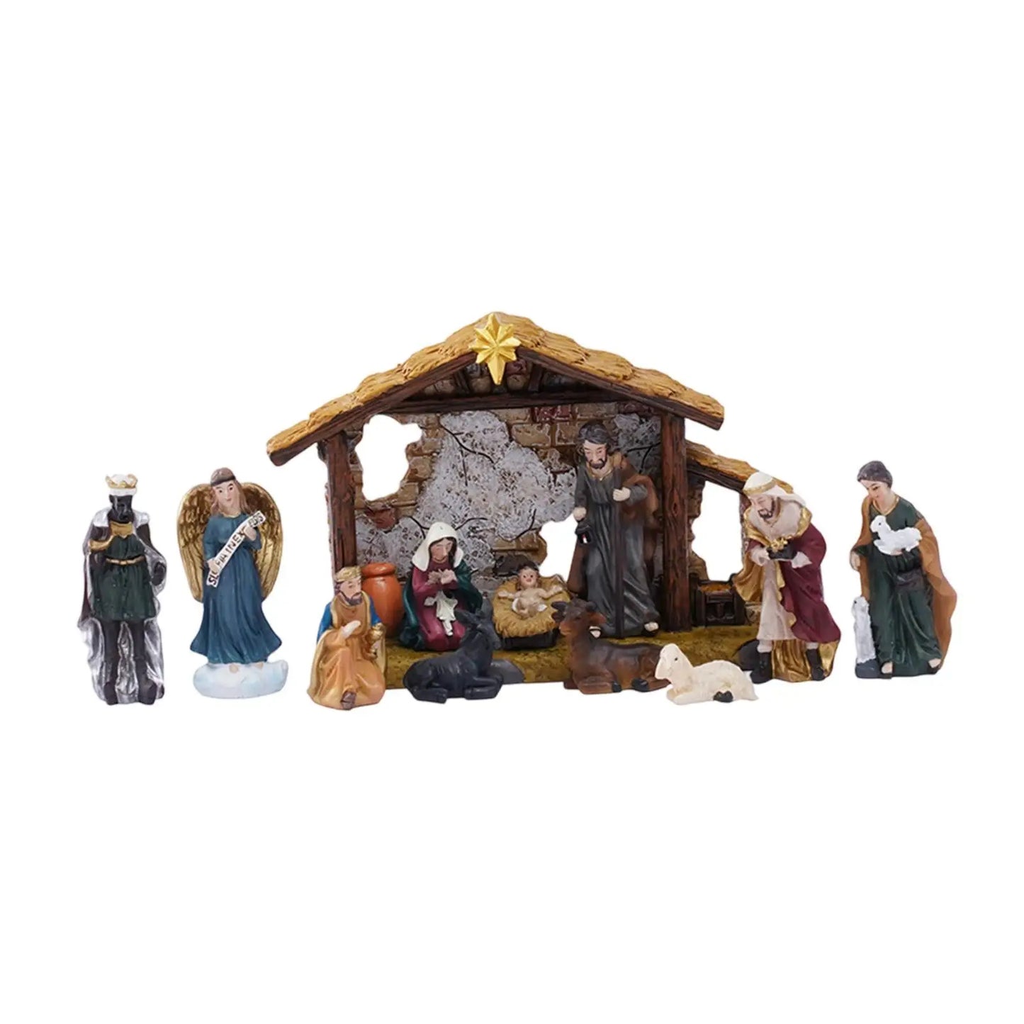 12pcs Christmas Nativity Figurines Set, Jesus Manger Scene Resin