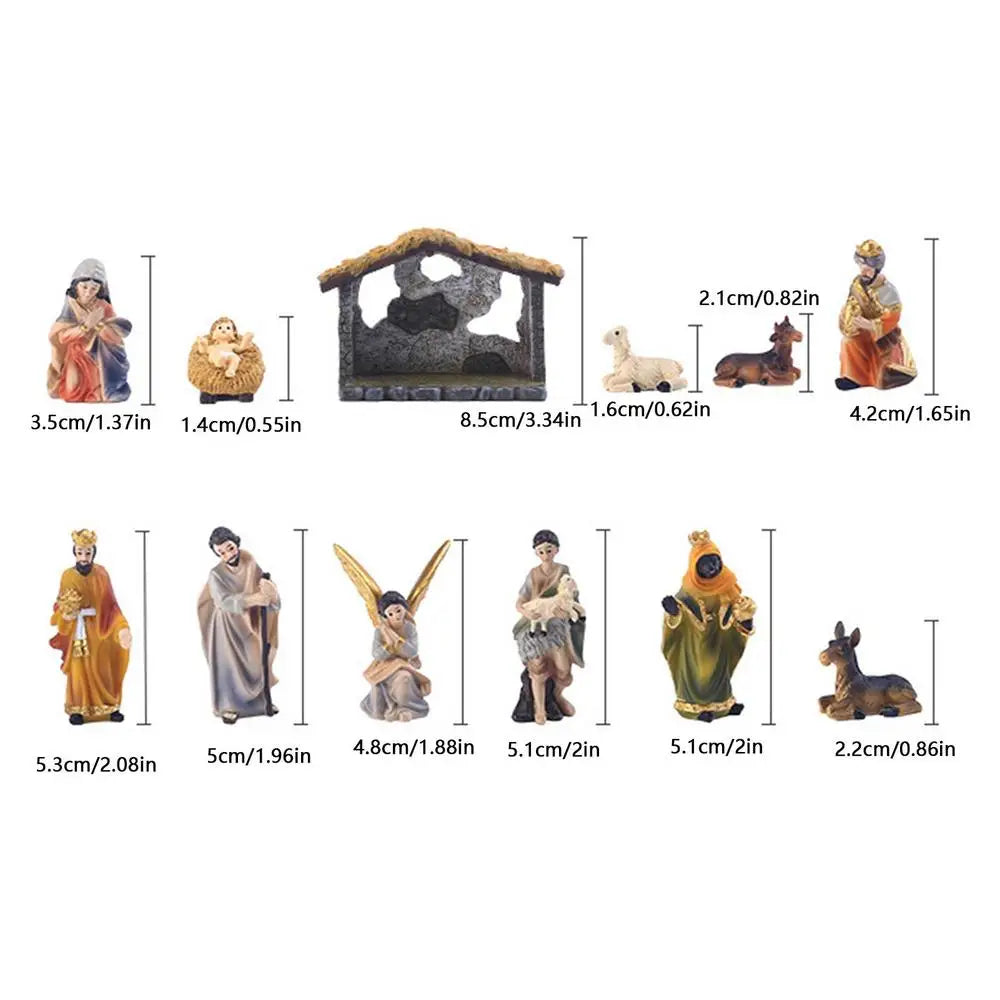 Christmas Nativity Set 12pcs/set Resin Christmas Figurines Nativity Scene