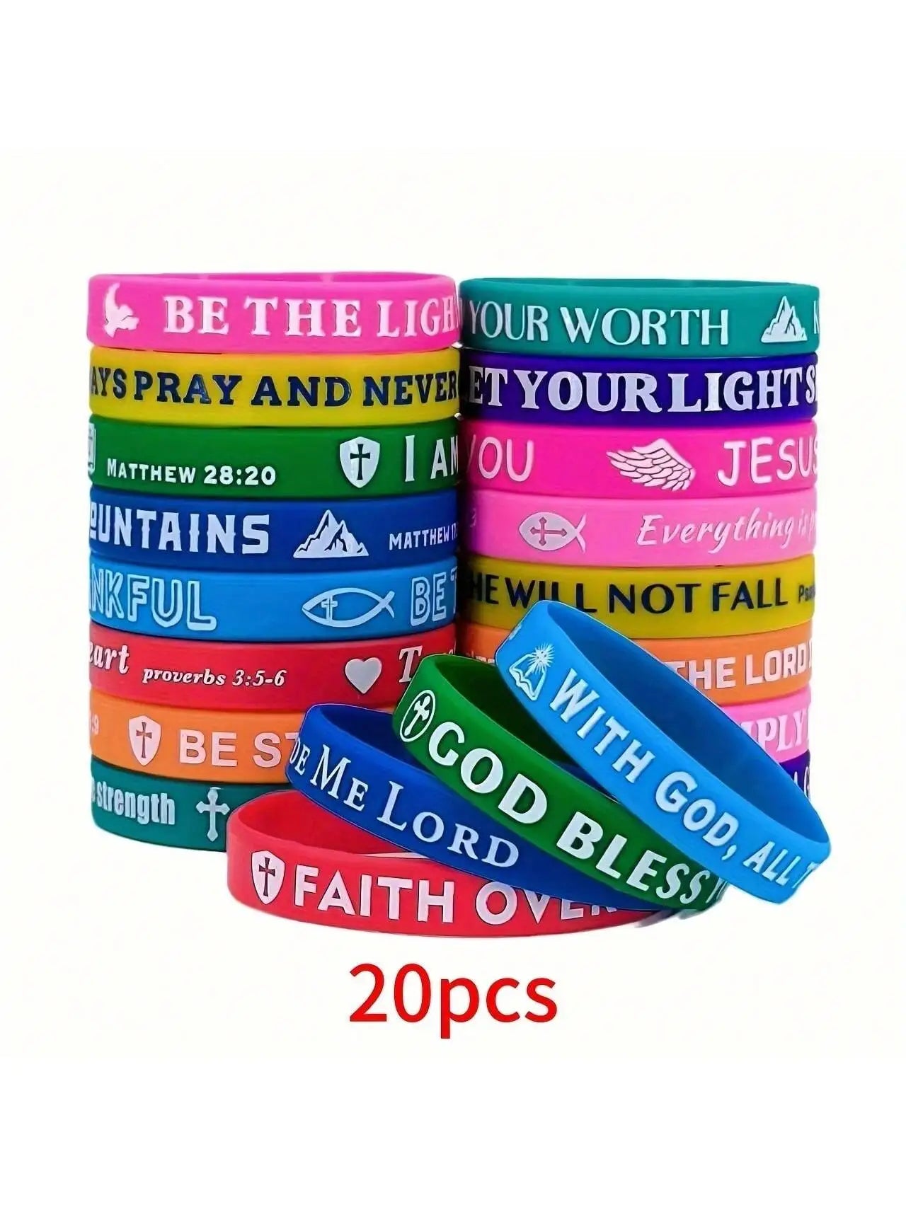 20/30/40pcs Silicone Bracelets Bulk christian bible verse