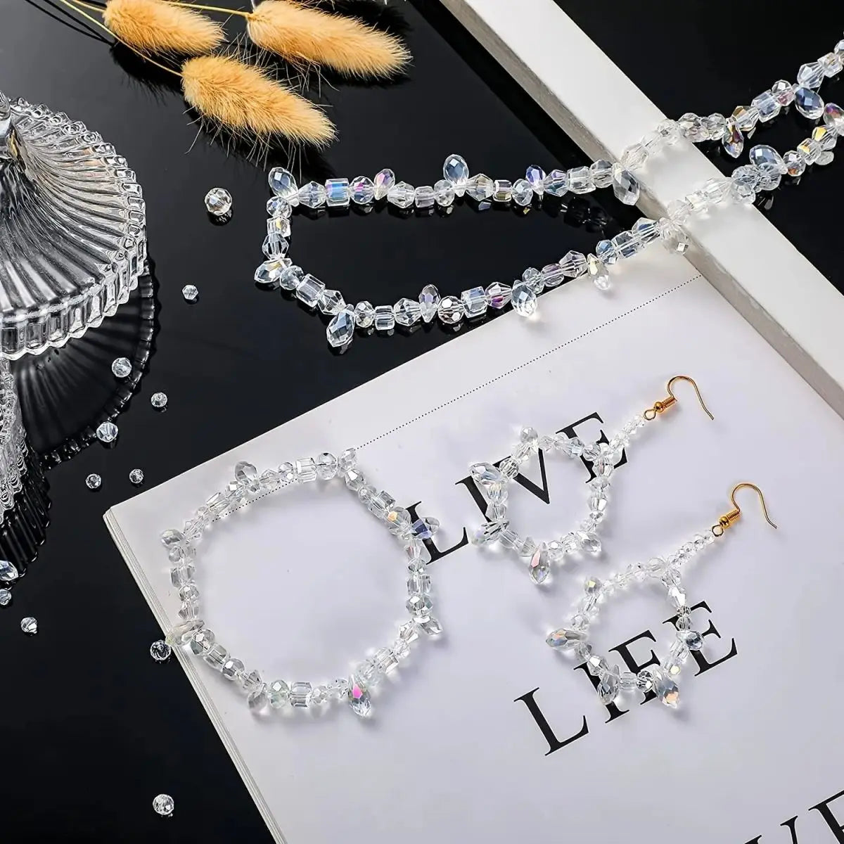 300pcs Crystal Glass Beads Mixed