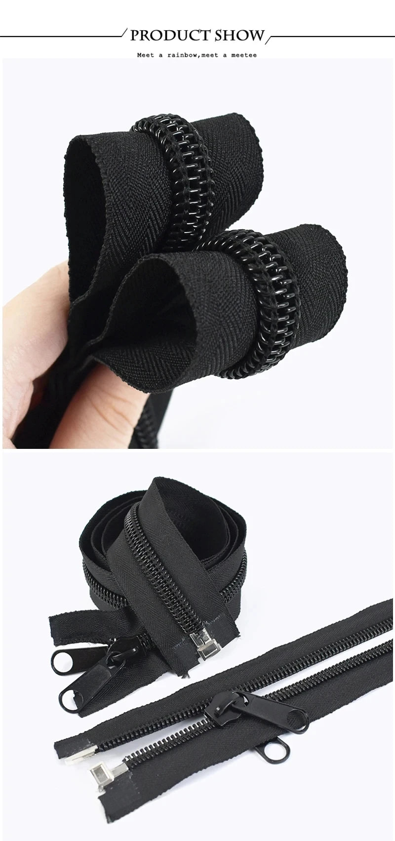 80-300cm Black 10# Nylon Zippers