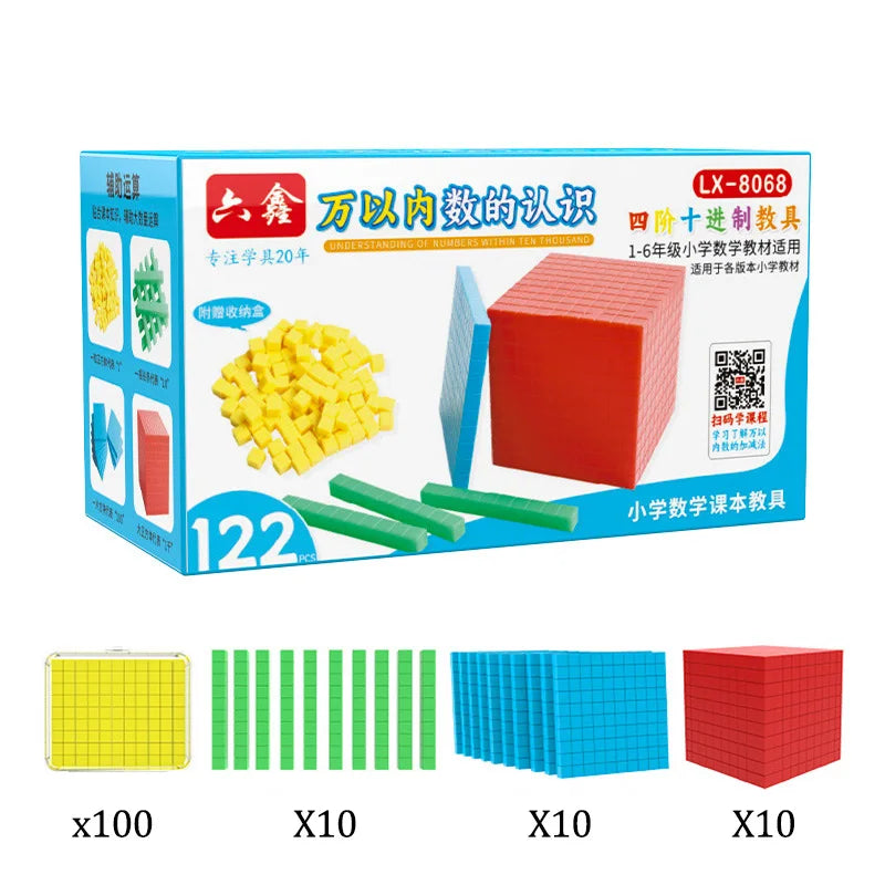 Kid Base Ten Blocks for Math Cubes Digital Montessori Learning Decimal 3D Place Value Number Blocks Counting Cube Toy Teach Aid