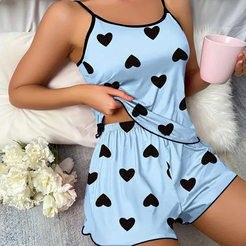 Women's Pajama Set Pink Heart