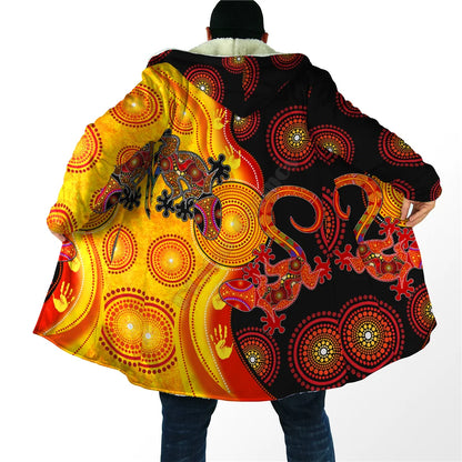 Winter Men For Women Hooded cloak Aboriginal Naidoc Week Purple Turtle