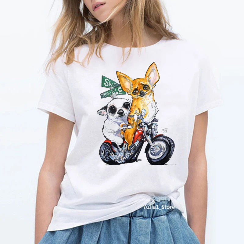 Chihuahua Riding A Motorcycle tshirt