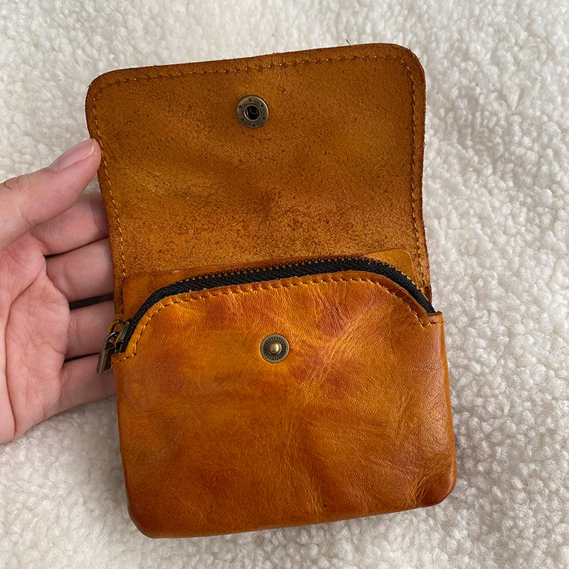 Vintage Style Men Leather Coin