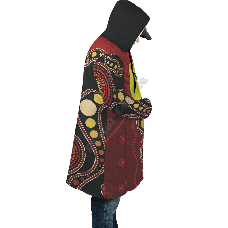 Winter Men For Women Hooded cloak Aboriginal Naidoc Week Purple Turtle