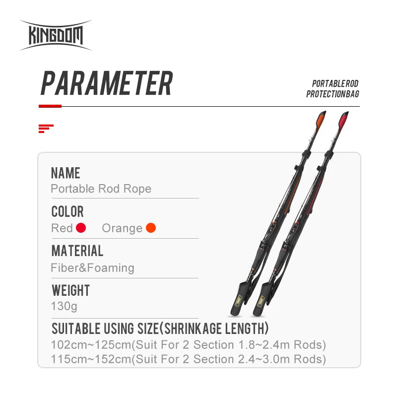 Kingdom Spinning Fishing Rods 102cm-152cm Casting Rod Protection Rope
