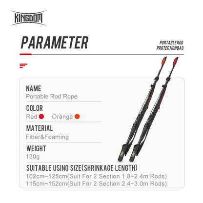 Kingdom Spinning Fishing Rods 102cm-152cm Casting Rod Protection Rope