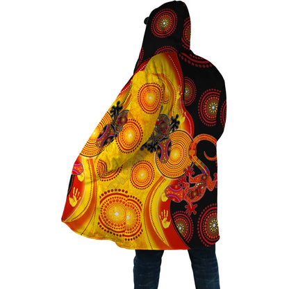 Winter Men For Women Hooded cloak Aboriginal Naidoc Week Purple Turtle