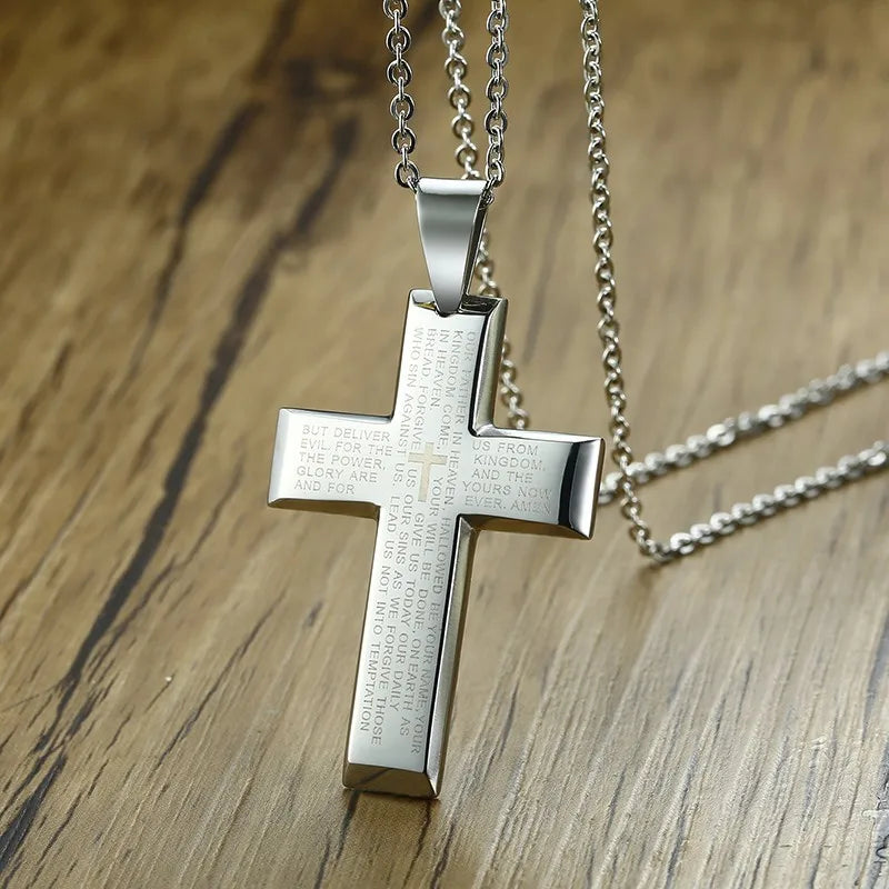 Christian Crucifix Crucifixion Pendant for Men Stainless Steel