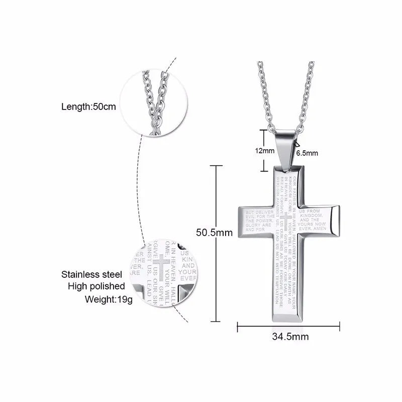 Christian Crucifix Crucifixion Pendant for Men Stainless Steel