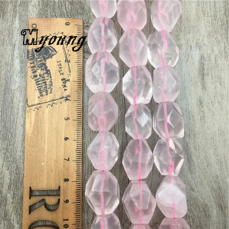 Rose Crystal Quartz Faceted Beads,