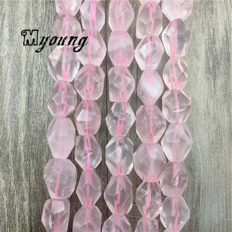 Rose Crystal Quartz Faceted Beads,
