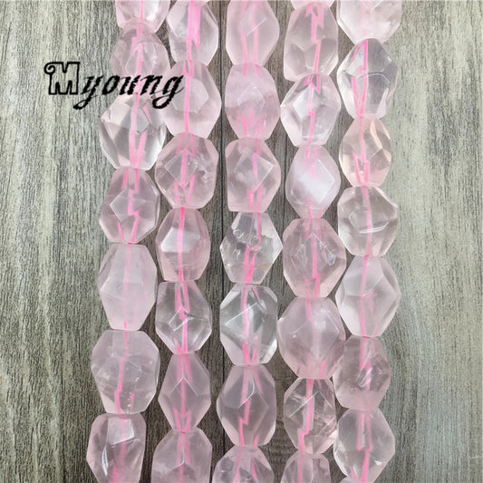 Rose Crystal Quartz Faceted Beads,