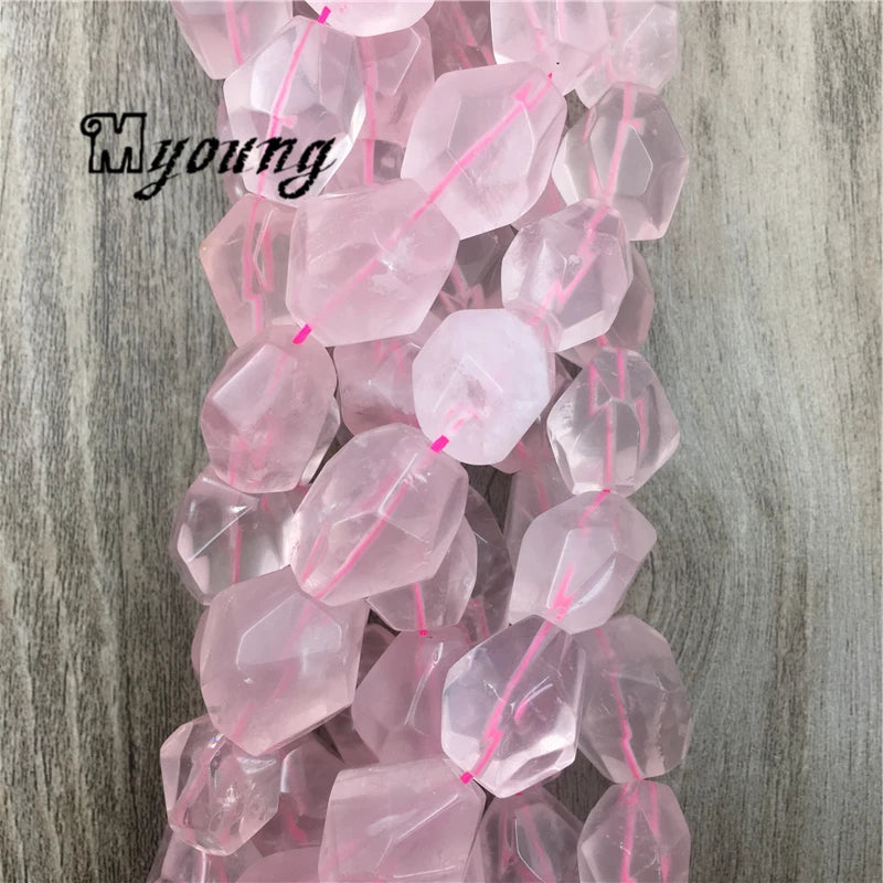 Rose Crystal Quartz Faceted Beads,