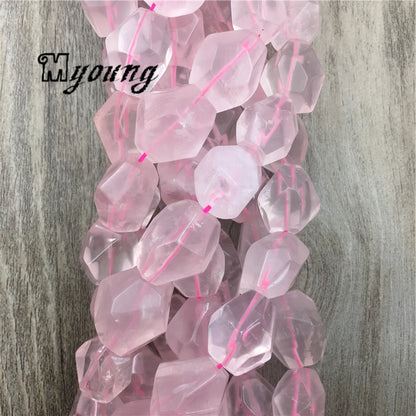 Rose Crystal Quartz Faceted Beads,