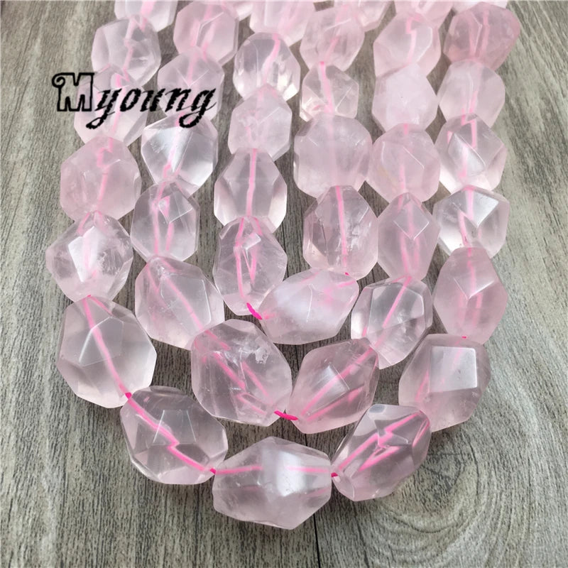 Rose Crystal Quartz Faceted Beads,