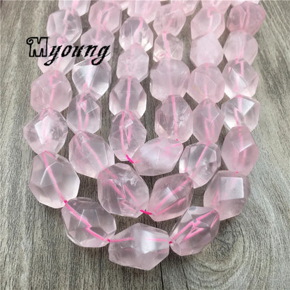 Rose Crystal Quartz Faceted Beads,