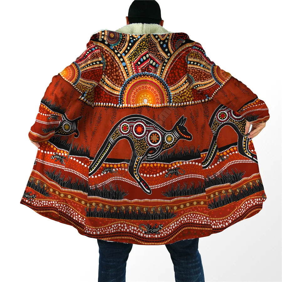 Winter Men For Women Hooded cloak Aboriginal Naidoc Week Purple Turtle