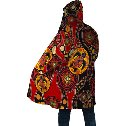 Winter Men For Women Hooded cloak Aboriginal Naidoc Week Purple Turtle