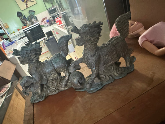 Dragons x2   12cm high x 14 cm long nearly 100 yrs old