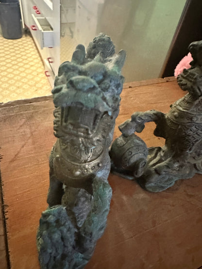 Dragons x2   12cm high x 14 cm long nearly 100 yrs old