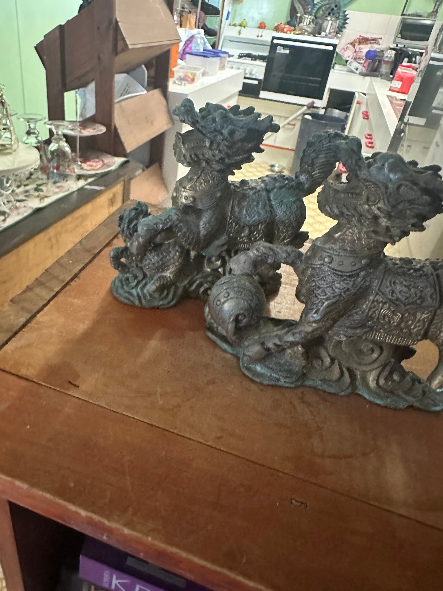Dragons x2   12cm high x 14 cm long nearly 100 yrs old