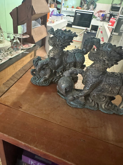 Dragons x2   12cm high x 14 cm long nearly 100 yrs old