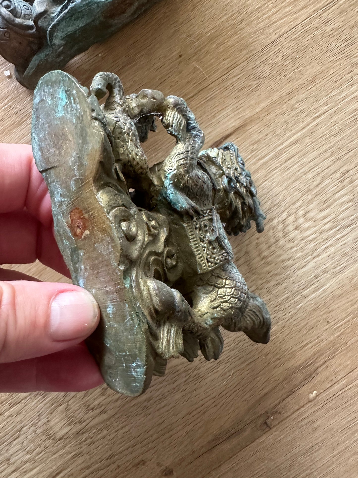 Vintage Brass Foo Dogs – Authentic Chinese Collectible Pair (Circa 1900s)