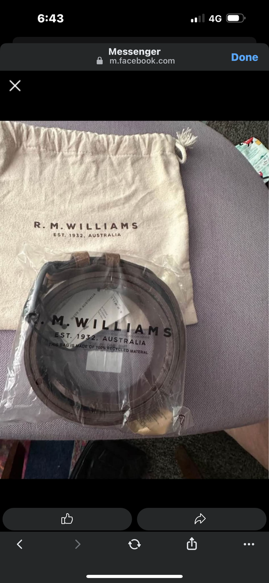 R M Williams leather belt size 32 brandnew with tags