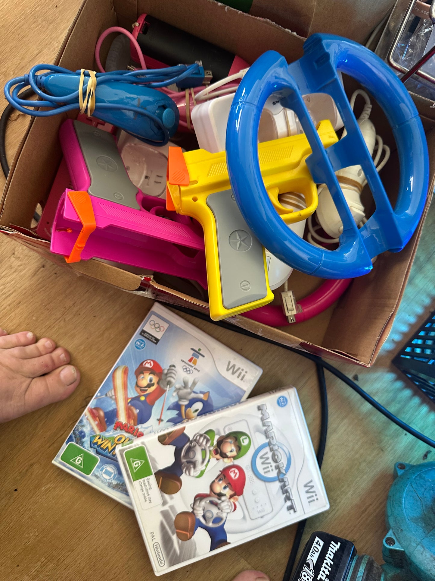 Nintendo Wii Family Games Bundle – Mario Kart Wii + Mario &amp; Sonic Olympic Games with Controllers &amp; Accessories