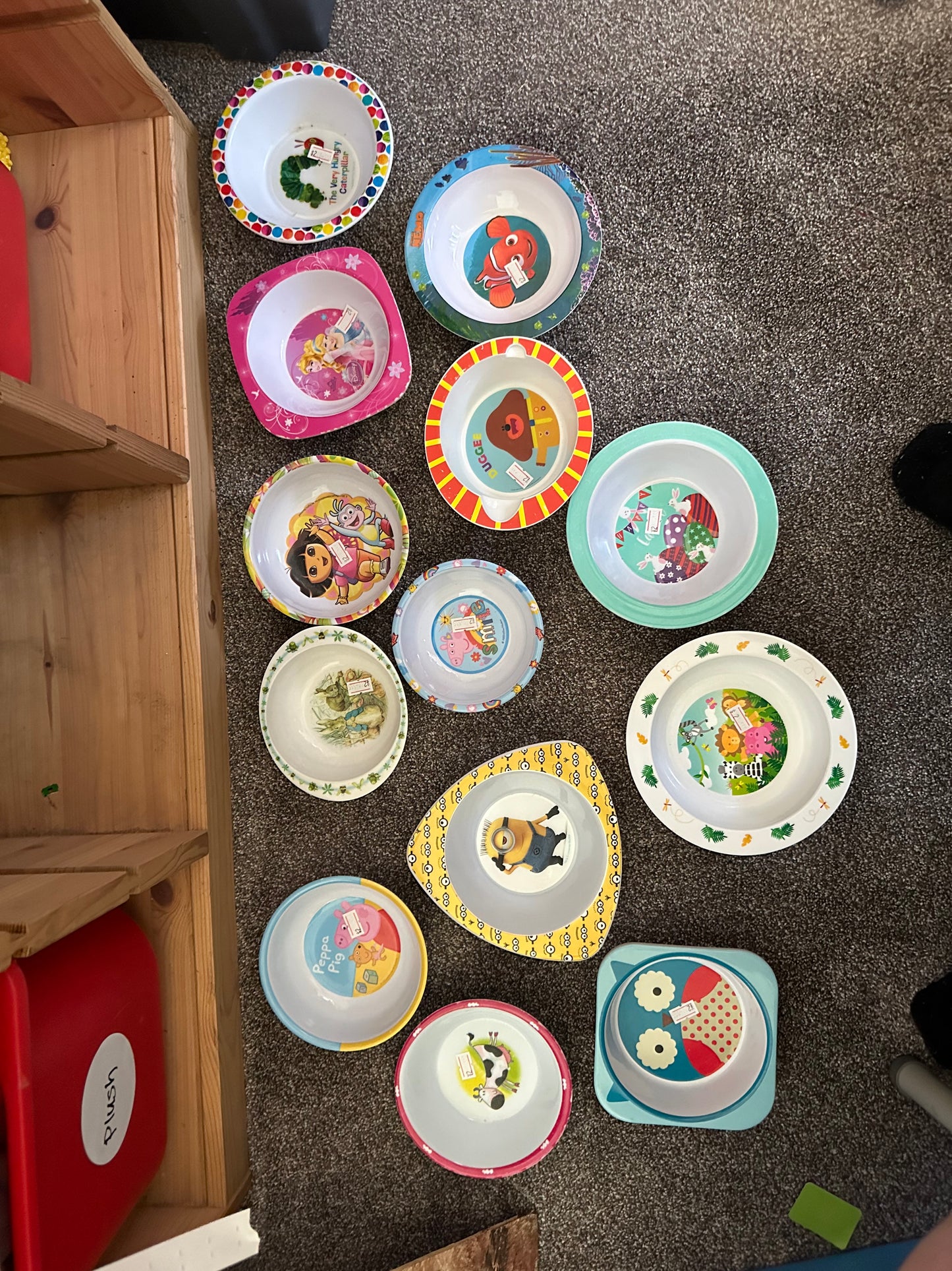 Melamine childrens plates and bowls and cups