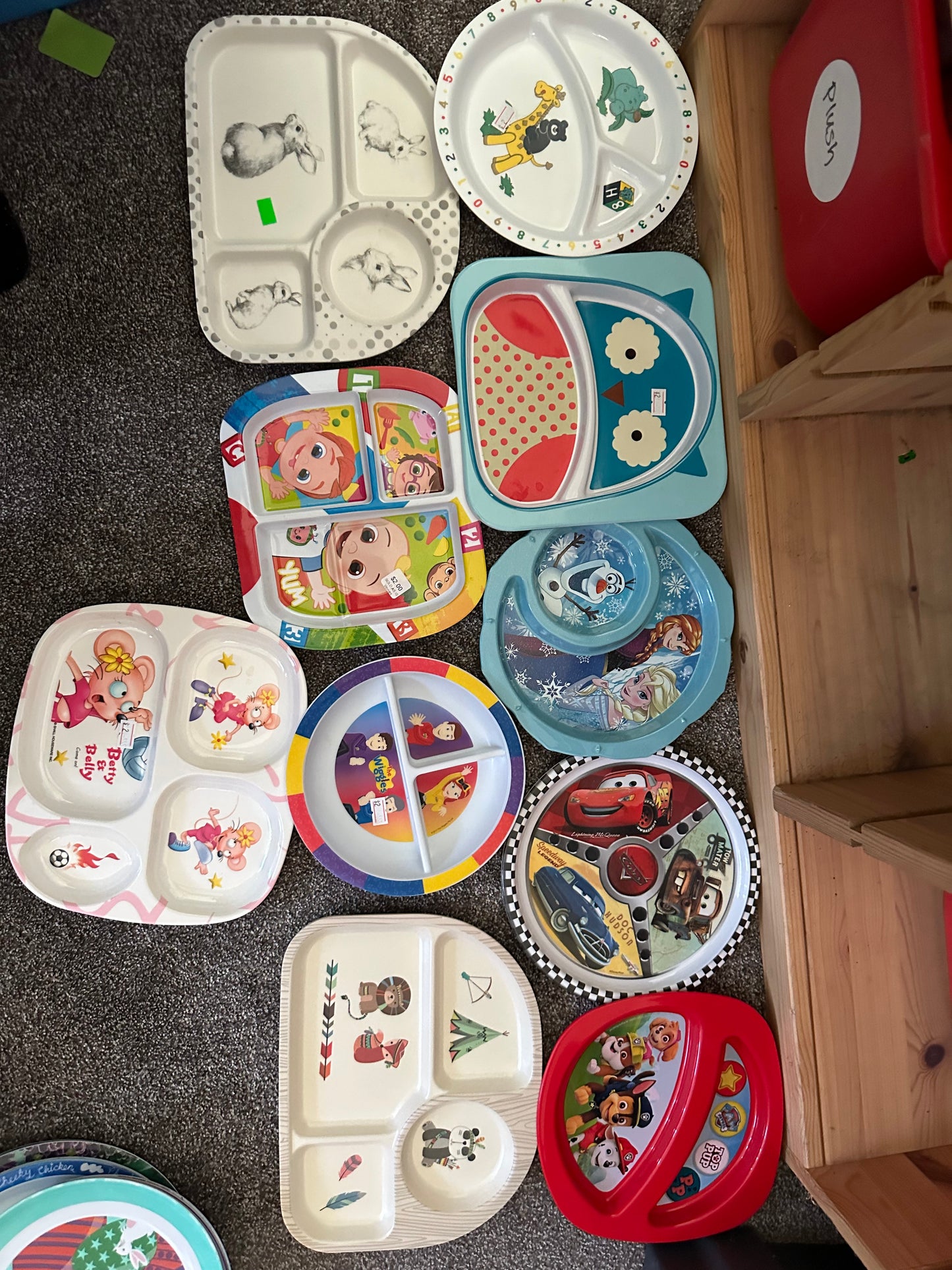 Melamine childrens plates and bowls and cups