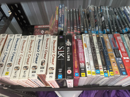 DVDs and blurays dvds $2 each boxed sets $5 per season blurays $5 each