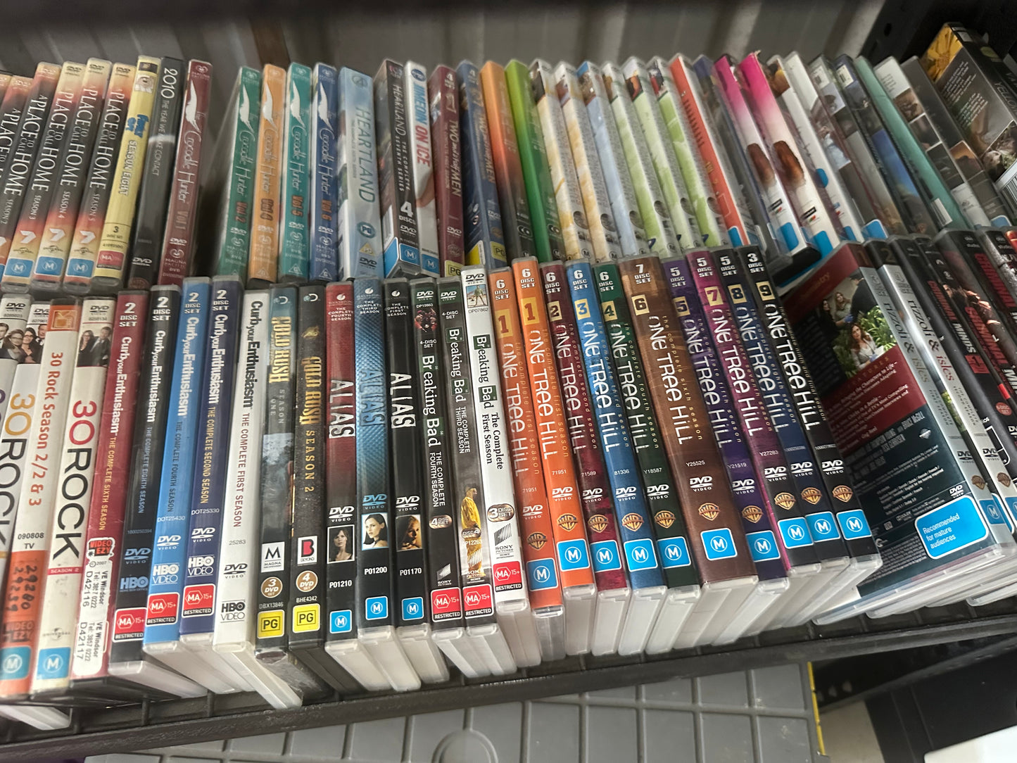 DVDs and blurays dvds $2 each boxed sets $5 per season blurays $5 each