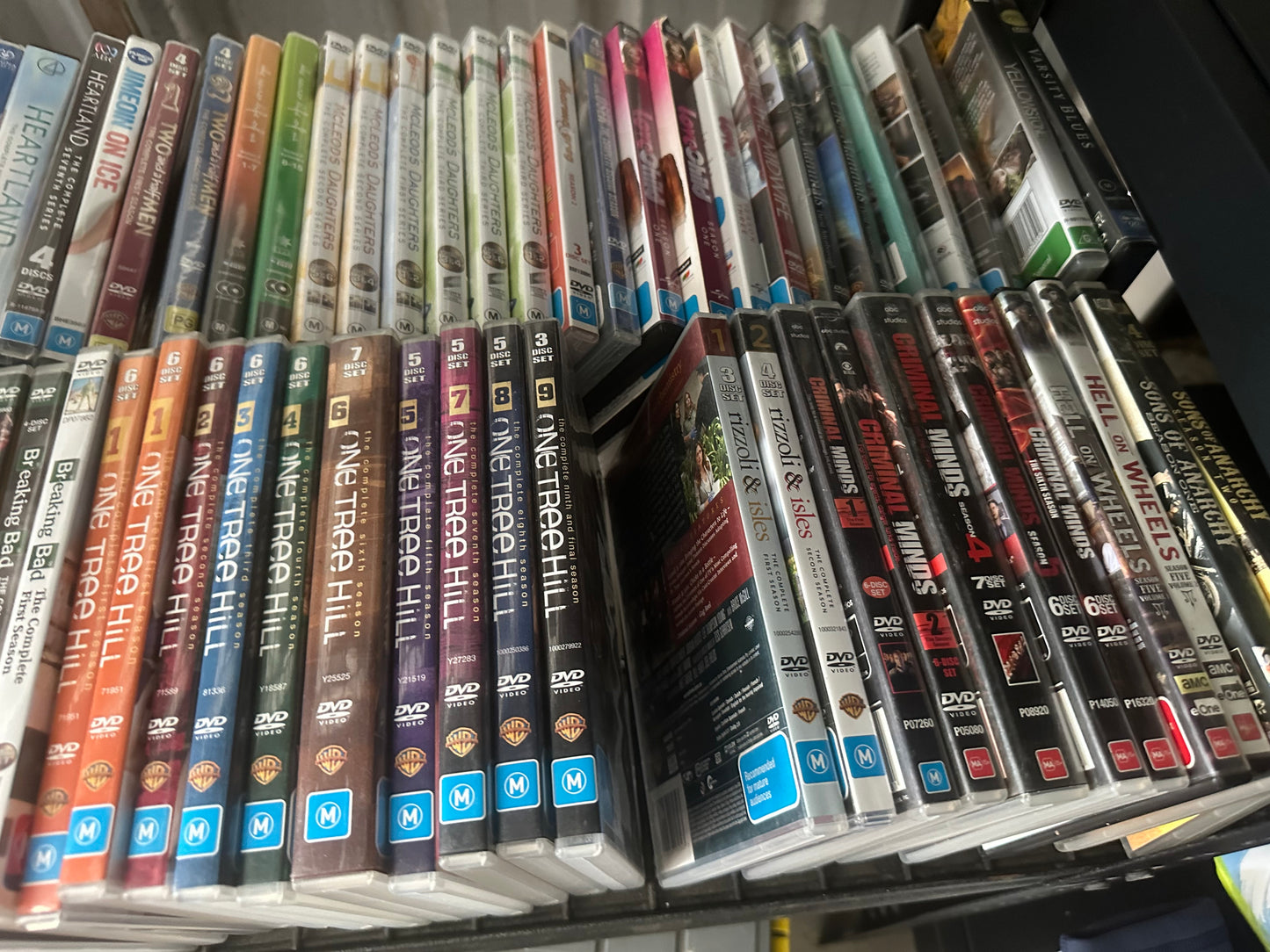 DVDs and blurays dvds $2 each boxed sets $5 per season blurays $5 each