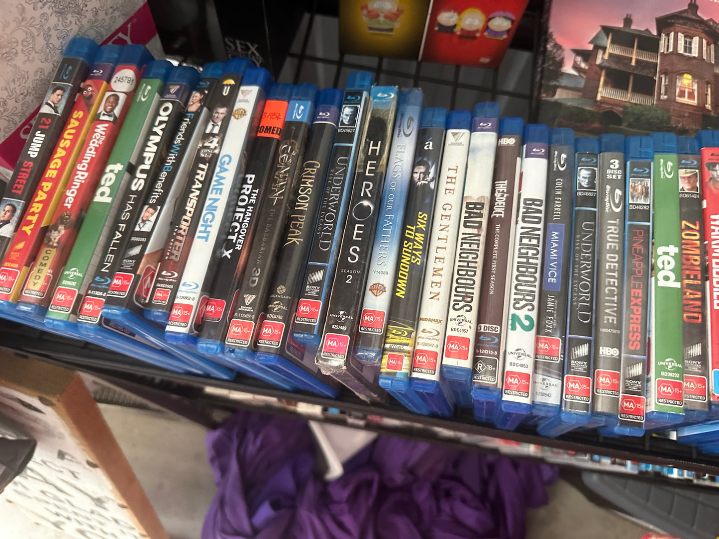 DVDs and blurays dvds $2 each boxed sets $5 per season blurays $5 each