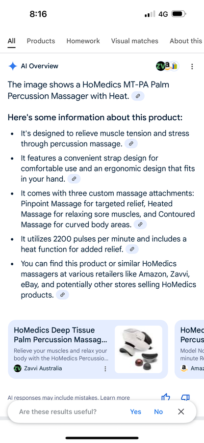 HoMedics NTPA Palm Percussion Massager with Heat