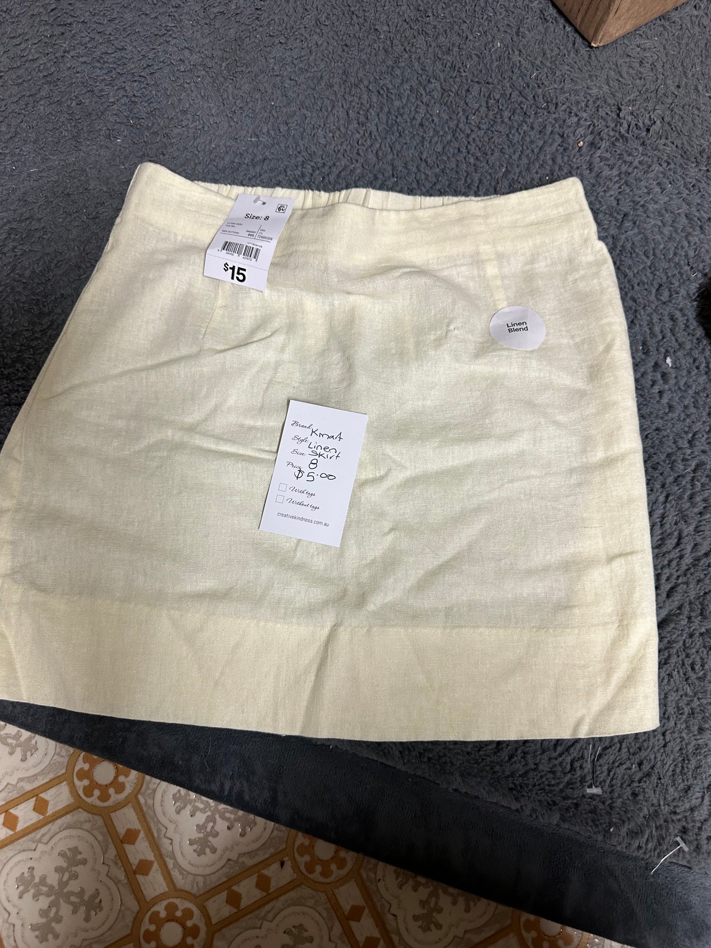 Linen Skirt - Lemon size 8