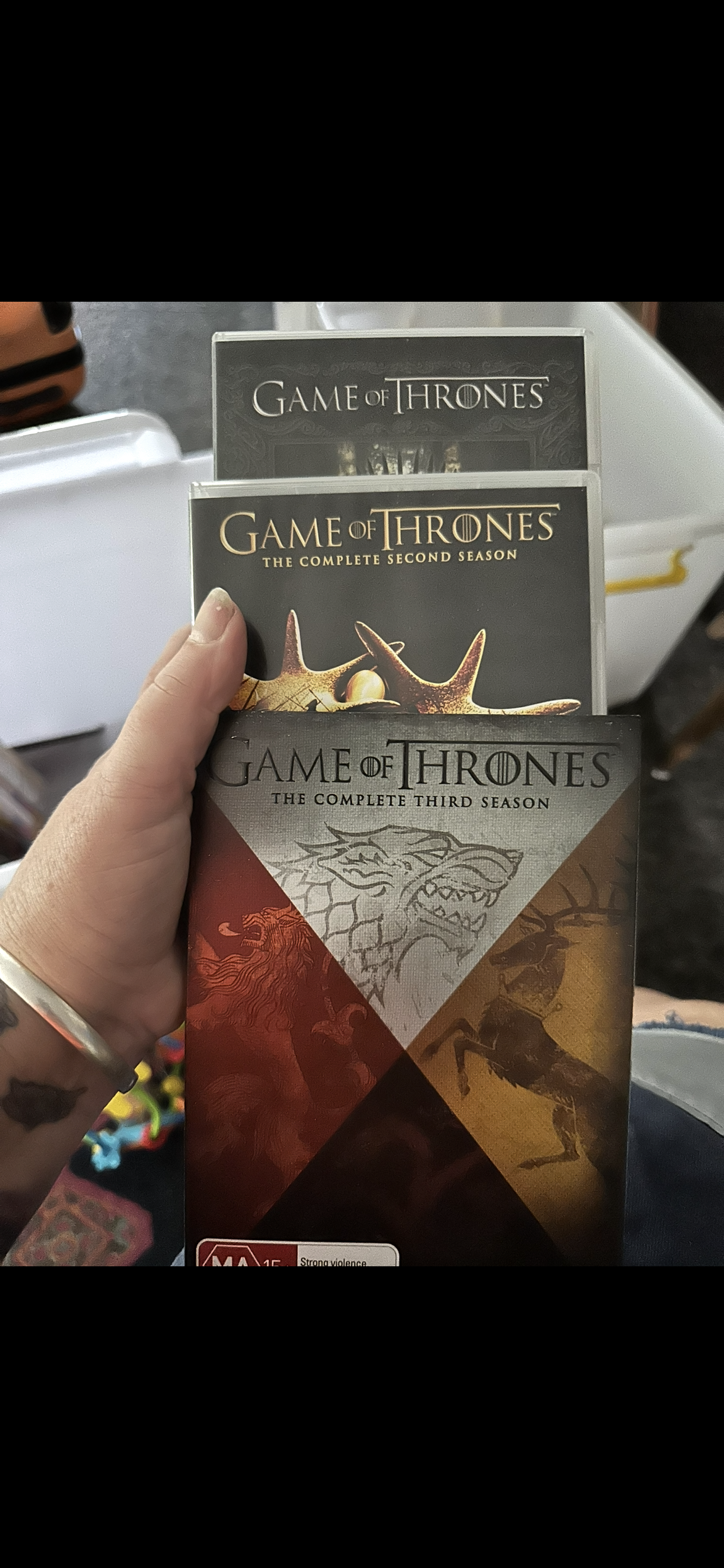 DVDs and blurays dvds $2 each boxed sets $5 per season blurays $5 each