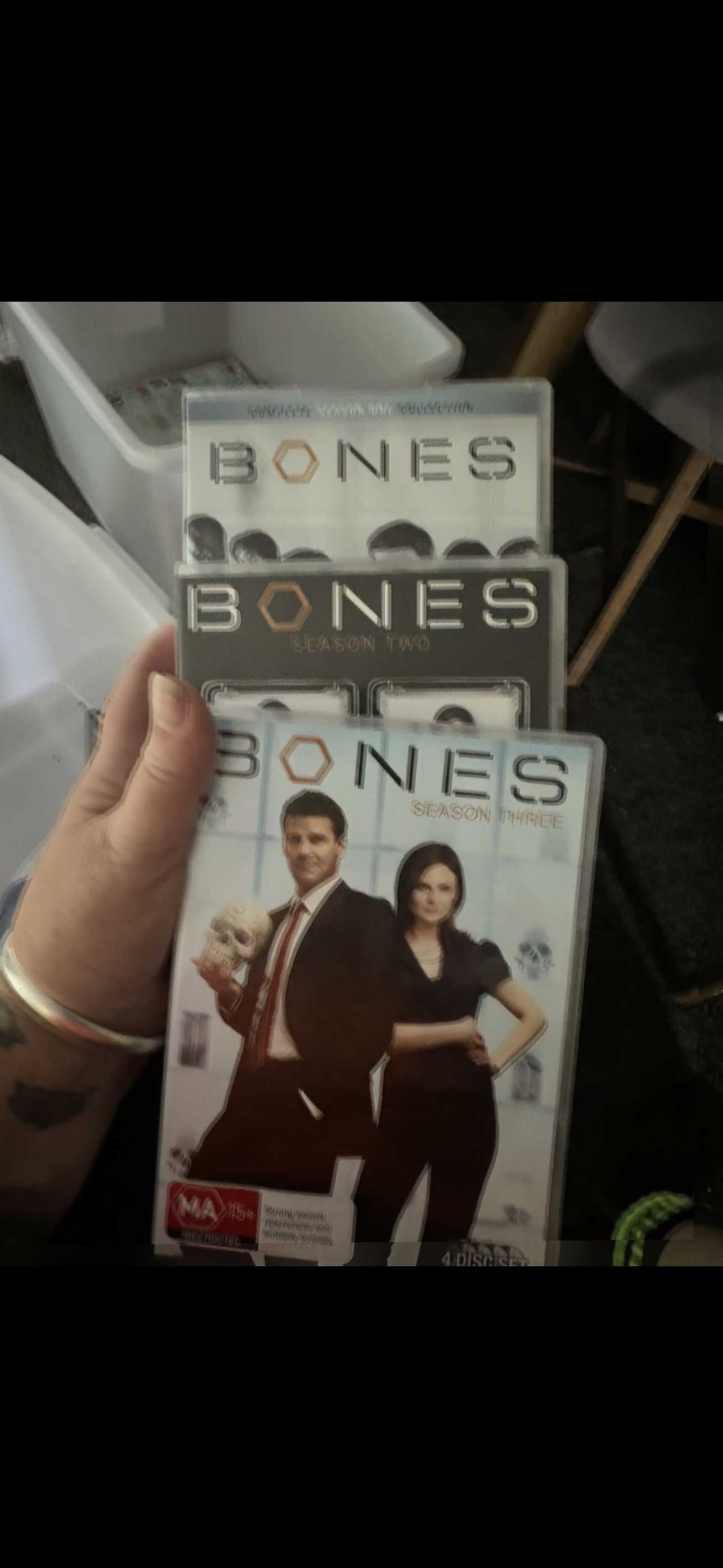 DVDs and blurays dvds $2 each boxed sets $5 per season blurays $5 each