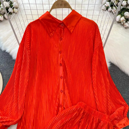 Fashion New Women Solid Casual Loose Two Pieces Set