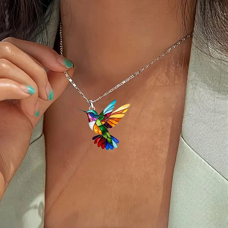 Alloy Colorful Hummingbird necklace